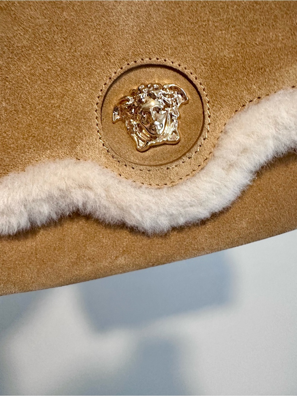 Versace Medusa Suede Sherpa Crossbody Bag - Picture 9 of 17